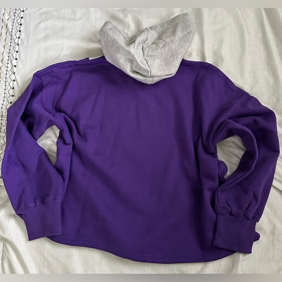 Los Angeles Lakers Purple Pieced Quarter-Zip Hoodie Jacket - Picture 2 of 6